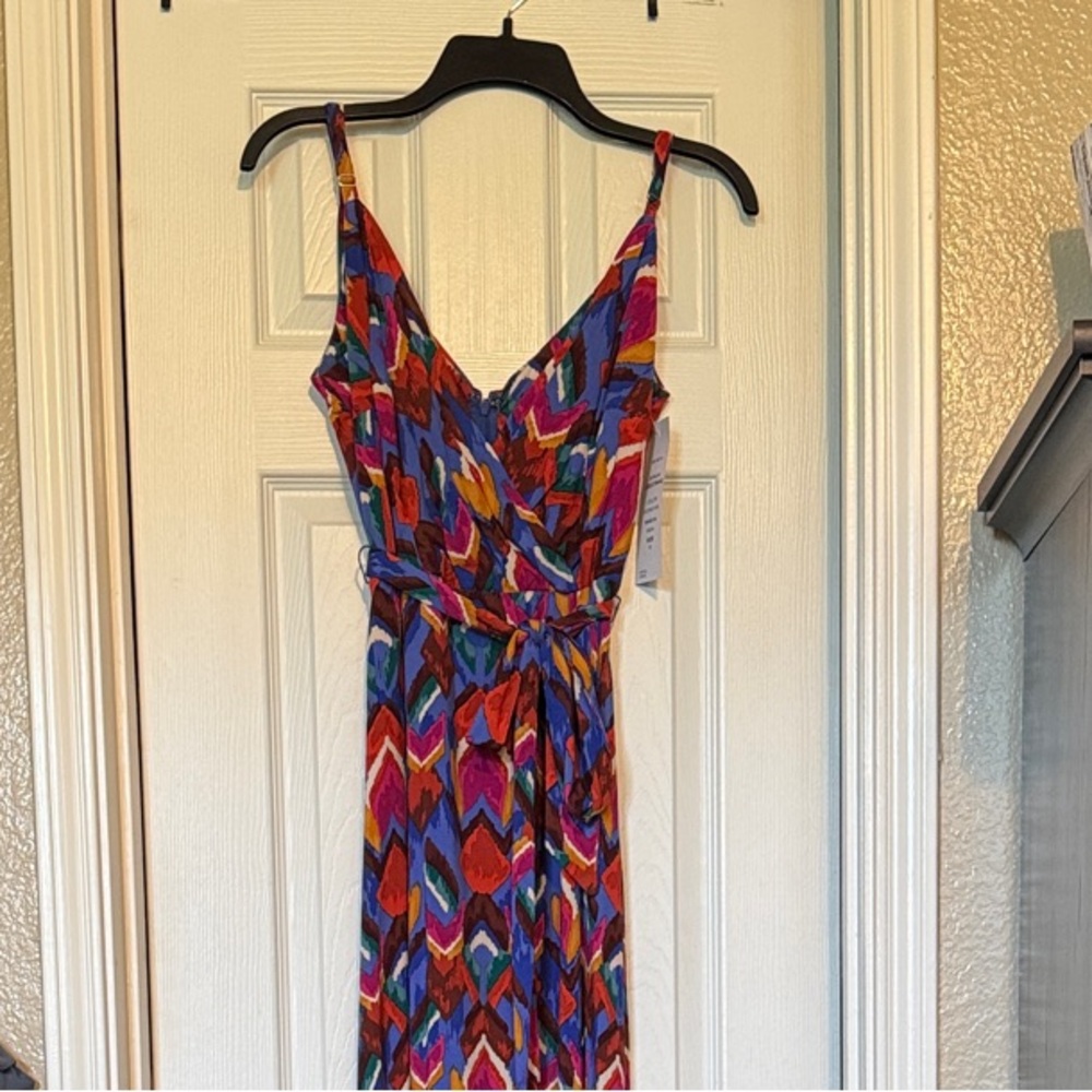NWT MSK Multicolor Printed Maxi Dress with Tie Waist